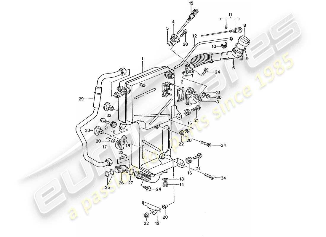 porsche 2005 (996 gt3) engine lubrication - oil tank part diagram