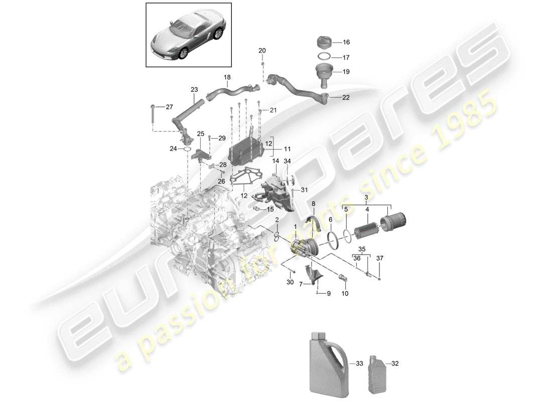 porsche 2019 (718 boxster) engine (oil press./lubrica.) part diagram