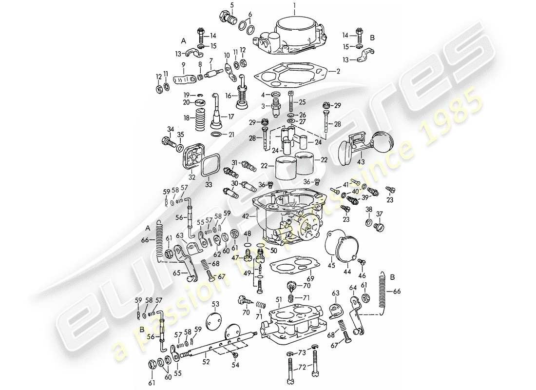 porsche 1962 (356b/356c) single parts - for - carburetor - pallas - zenith 32 ndix part diagram