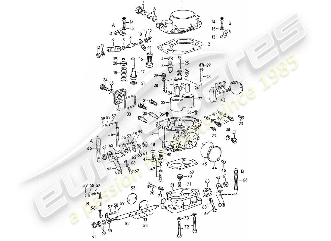 porsche 356b/356c (1962) single parts - for - carburetor - pallas - zenith 32 ndix part diagram