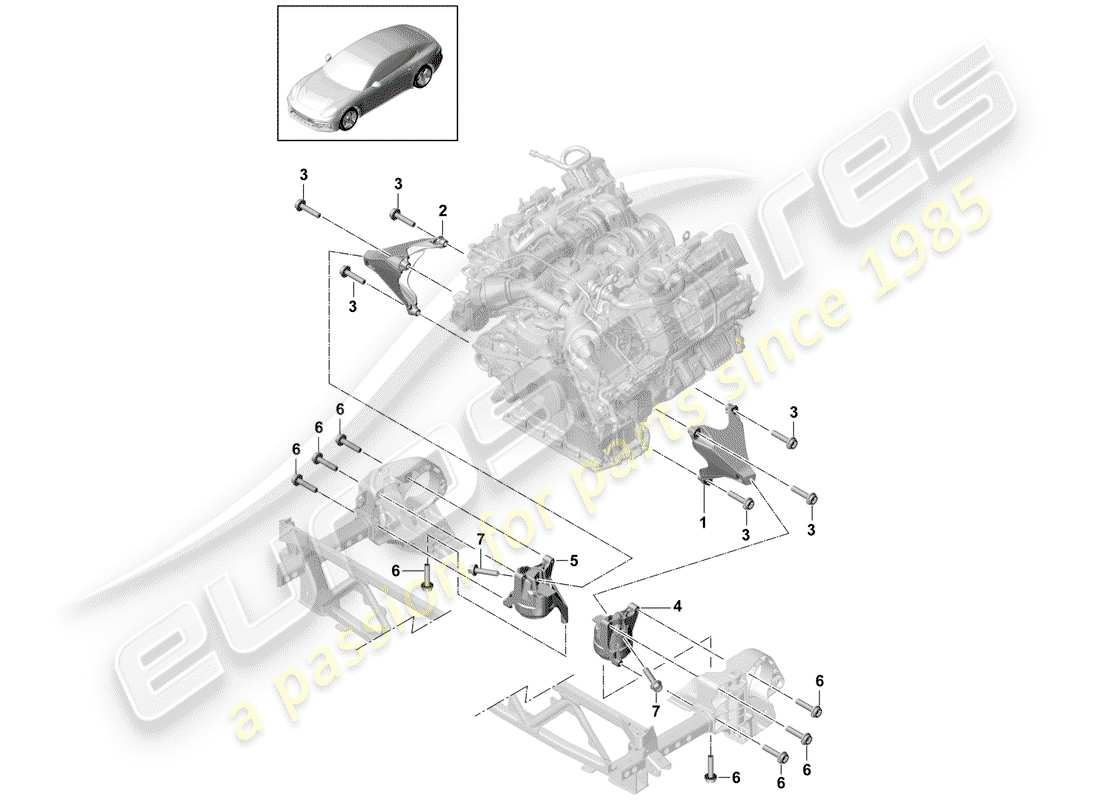 porsche panamera 971 (2018) engine lifting tackle parts diagram
