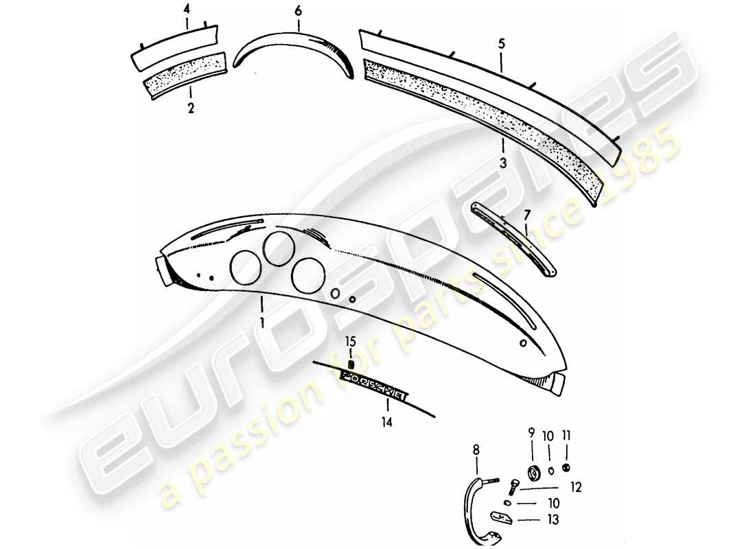 porsche 1955 (356/356a) dashboard part diagram