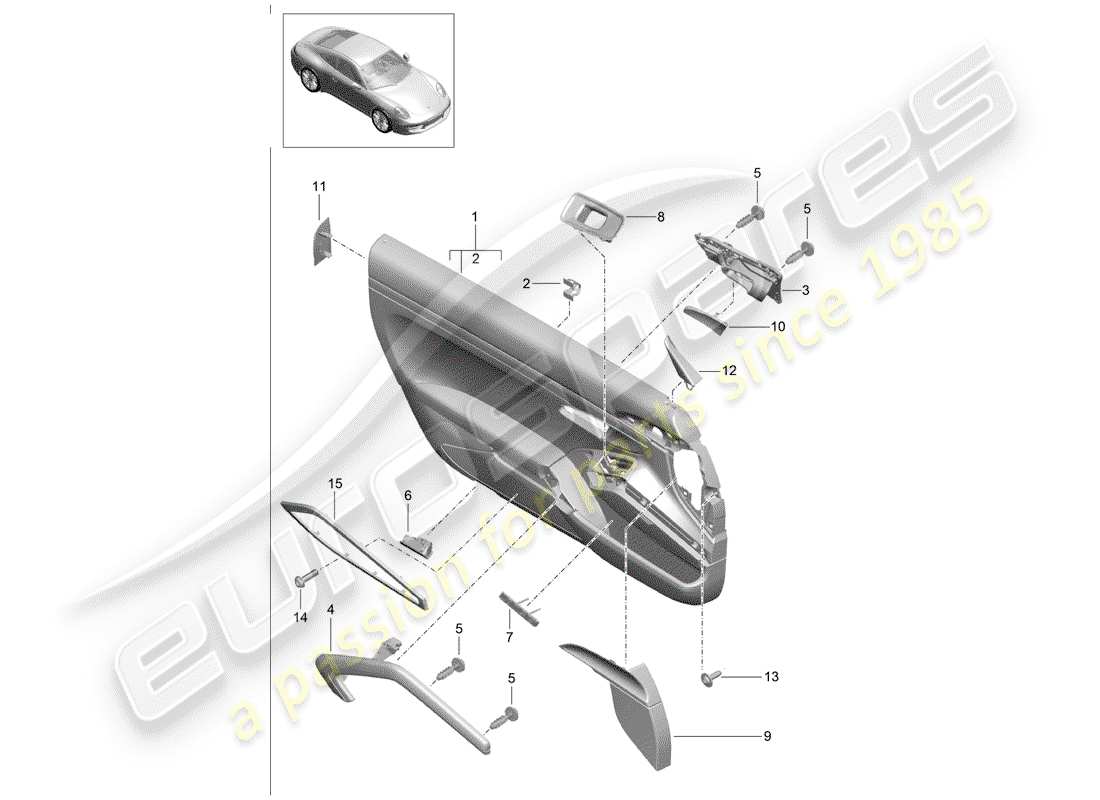 porsche 2014 (991-1) door panel part diagram