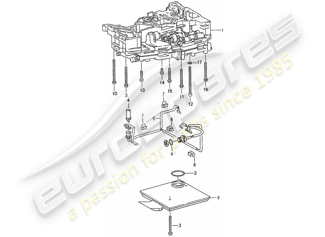porsche 1995 (993) tiptronic - oil strainer - inductive sender - fasteners - for - switch unit part diagram