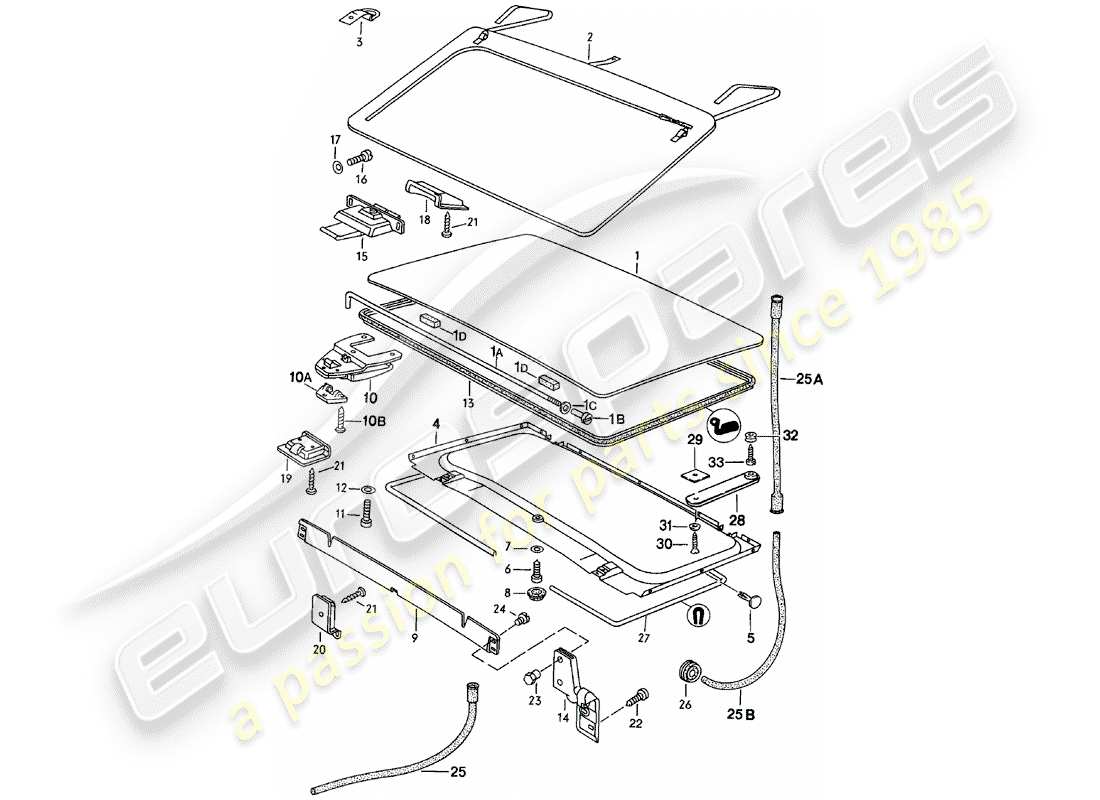porsche 1983 (924) roof - d >> - mj 1983 part diagram