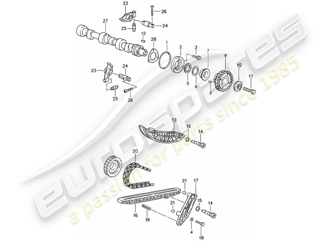 porsche 1998 (993) valve control parts diagram