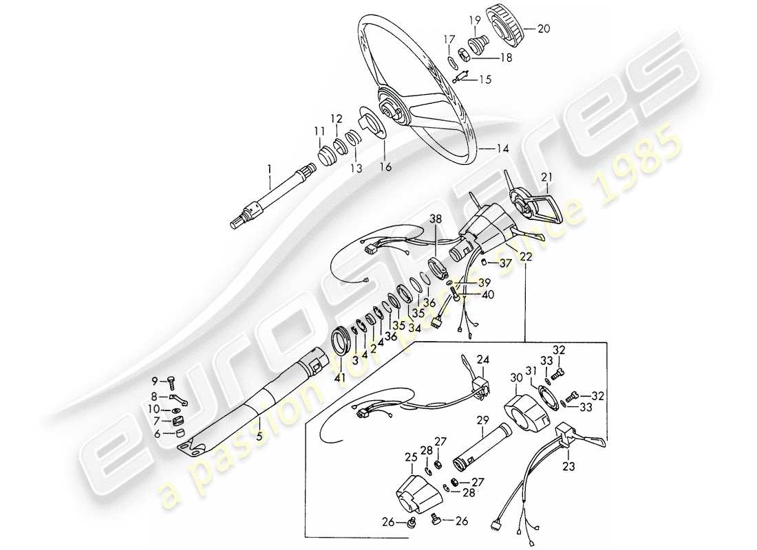 porsche 1968 (911/912) intermediate steering shaft - steering wheel - steering column switch - d >> - mj 1967 part diagram