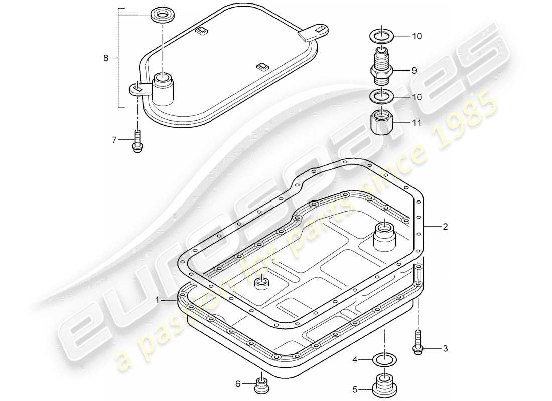 porsche 2004 (996) tiptronic - oil filter - oil pan - d >> - mj 2001 part diagram