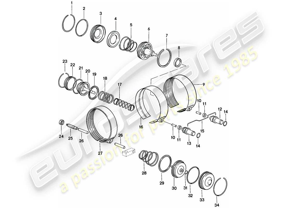porsche 1979 (928) brake bands - automatic transmission parts diagram