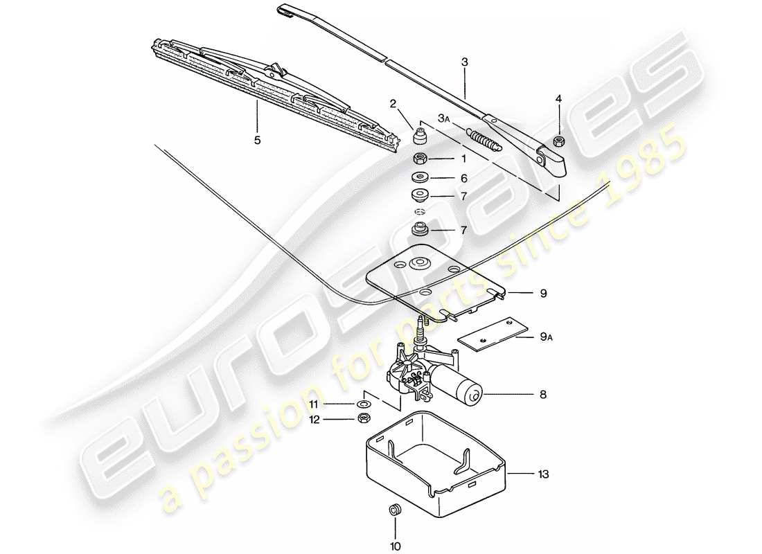 porsche 1978 (924) rear window wiper part diagram