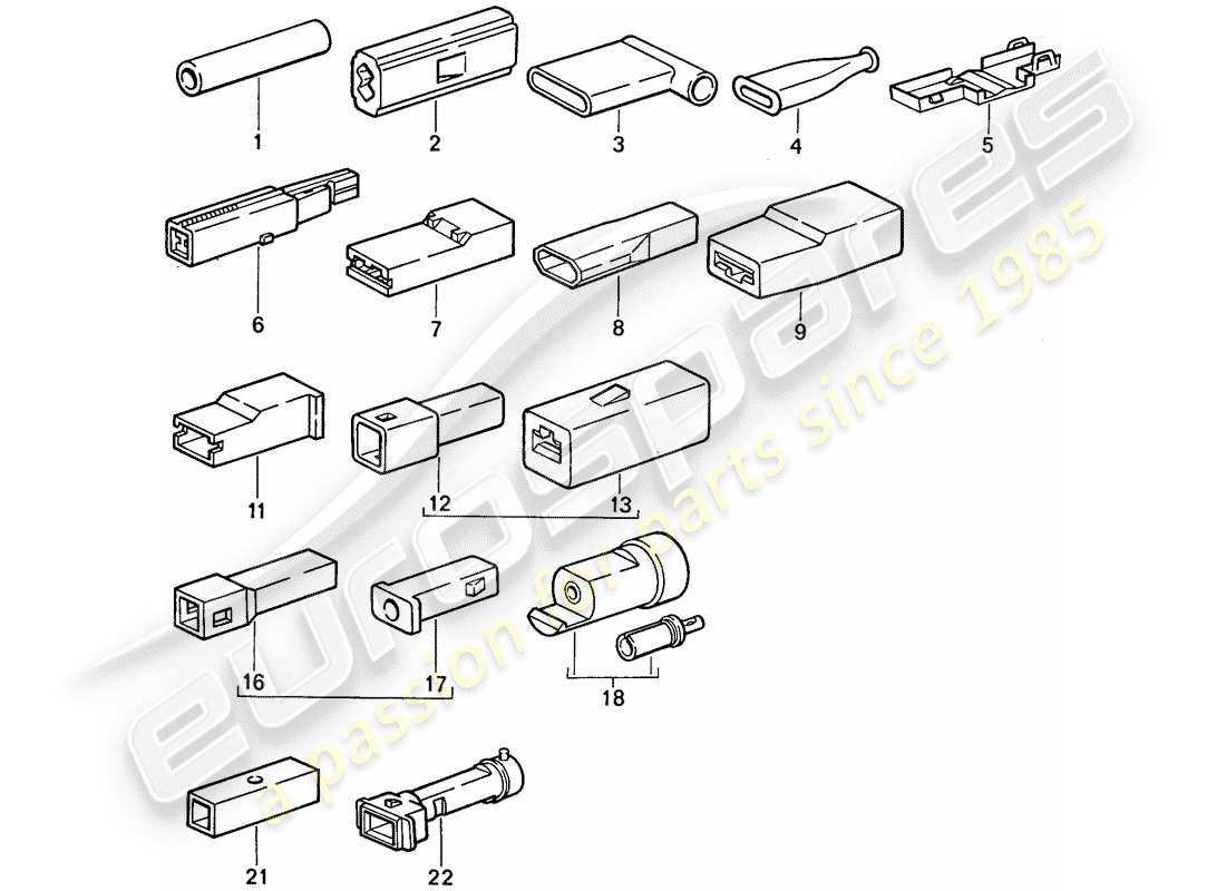 porsche 1987 (911) butt connector - connector housing part diagram