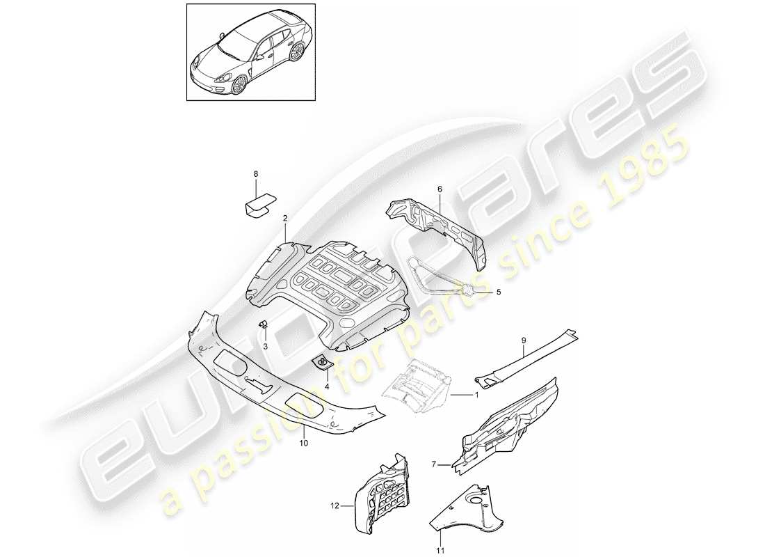 porsche 2010 (panamera 970) sound absorber part diagram
