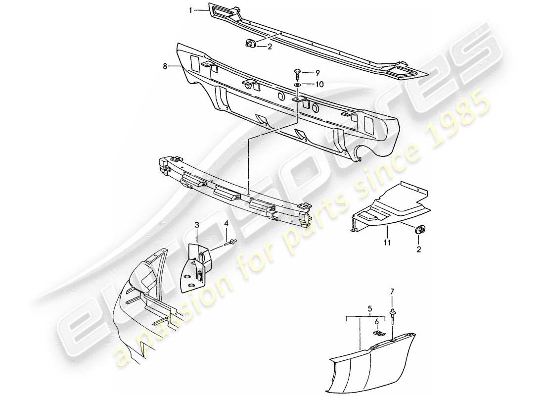 porsche 1998 (993) heat protection - for - bumper parts diagram