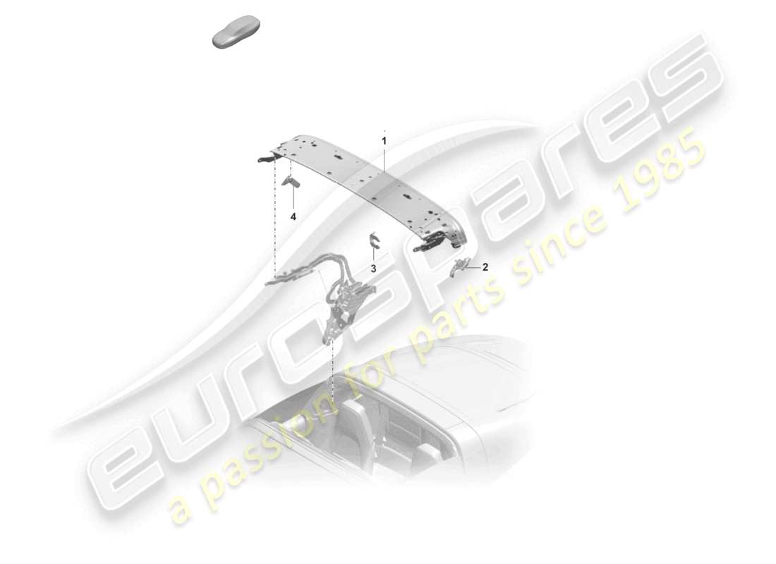 porsche 2019 (992-1) top frame side individual parts roof arch locking mechanism part diagram