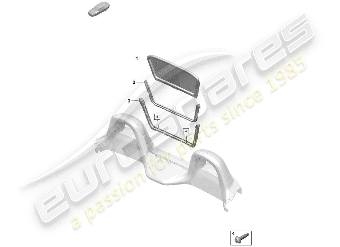 porsche 2020 (718 boxster spyder) windscreen parts diagram