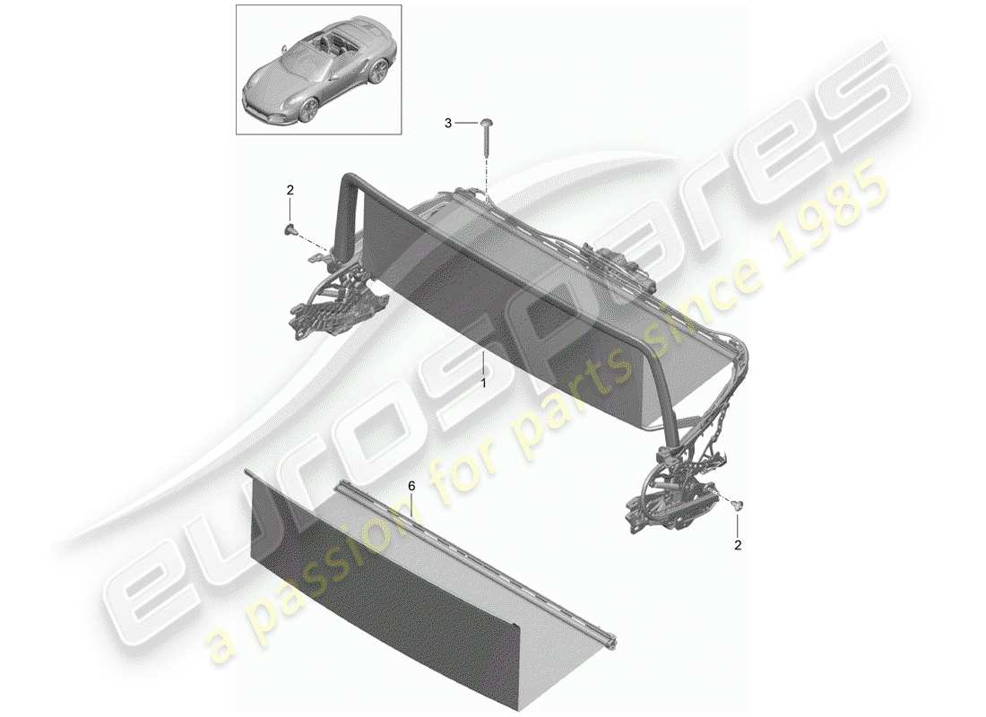 porsche 2015 (991-1 turbo) windscreen part diagram