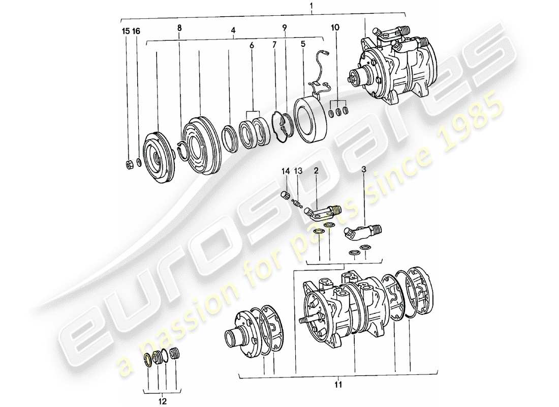 porsche 1983 (924) compressor part diagram