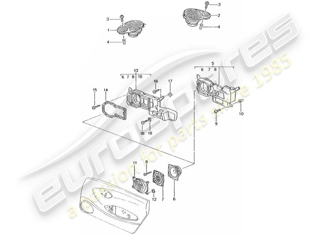 porsche 2004 (996) loudspeaker - loudspeaker - m 680/mj.02- - see main and sub-group: - 9/11/06 part diagram