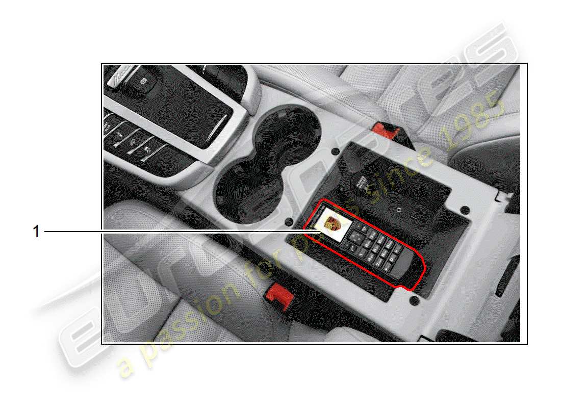 porsche 2017 (tequipment macan) telephone handset with part diagram