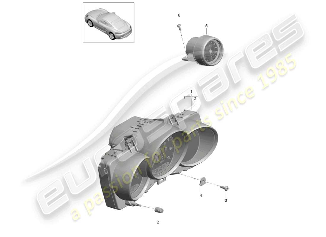 porsche 2020 (718 cayman) combi-instrument stopwatch d - 01.06.2020>> parts diagram
