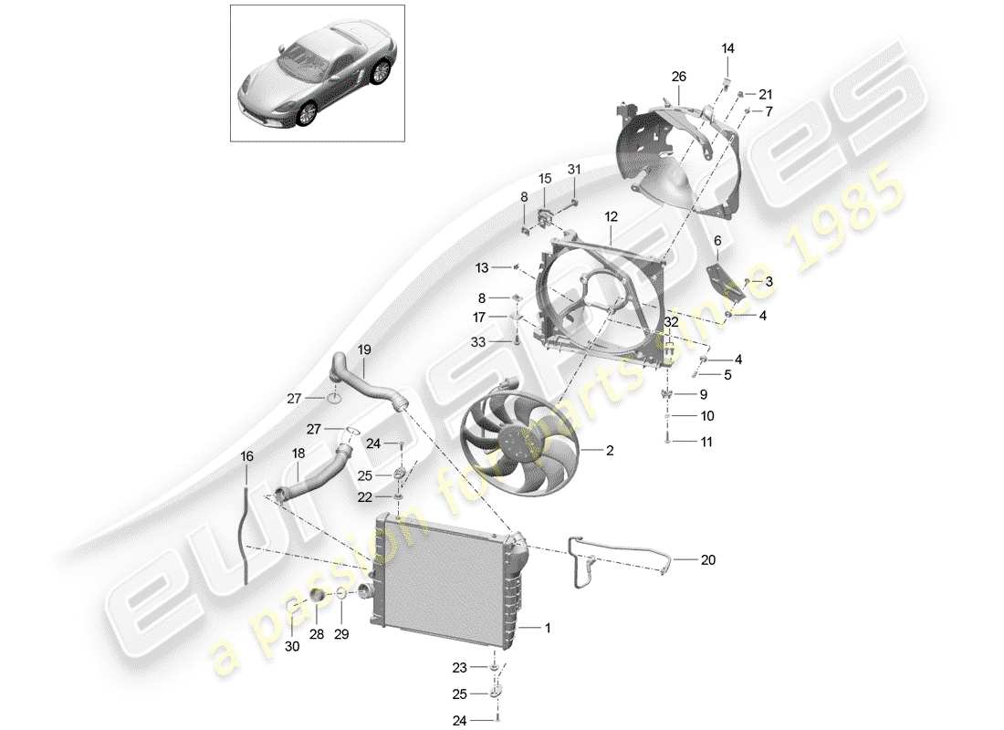 porsche 2019 (718 boxster) water cooling part diagram