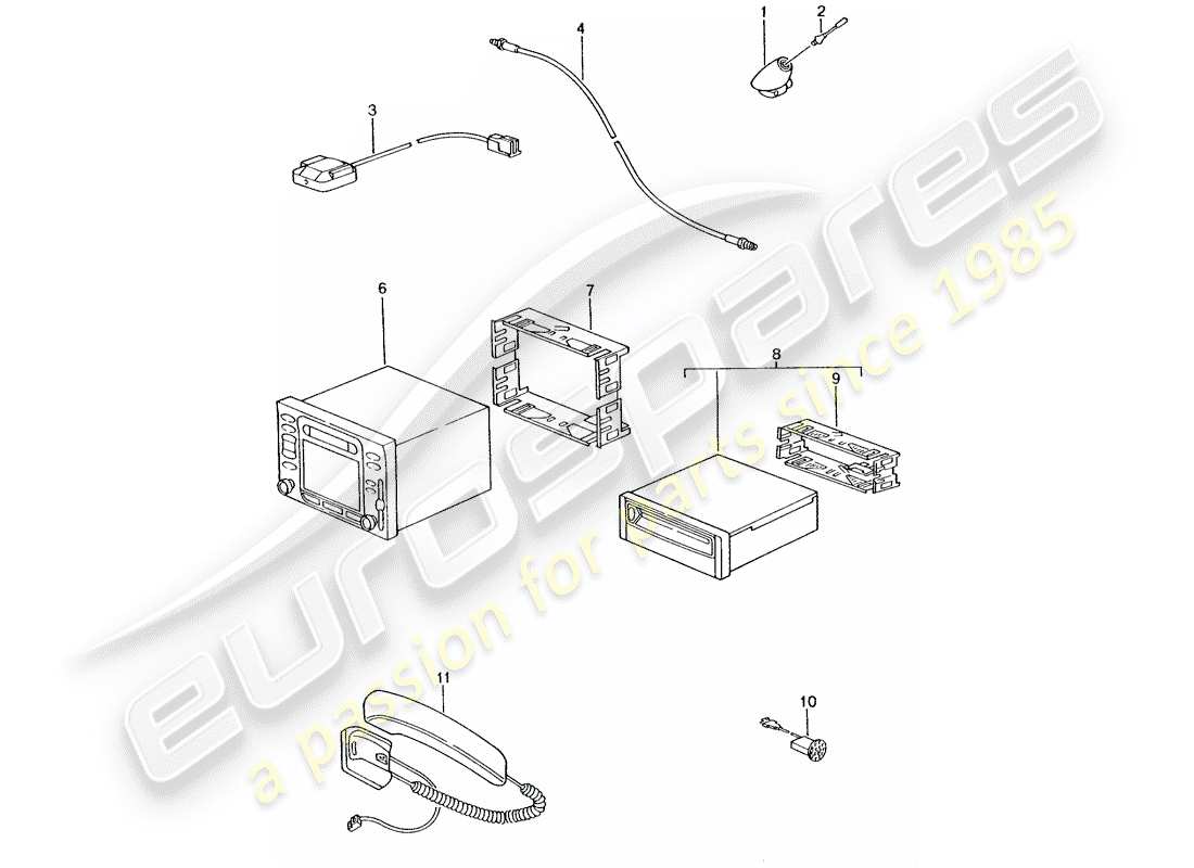 porsche 2001 (986 boxster) navigation system - support part/receiver - d >> - mj 2002 part diagram