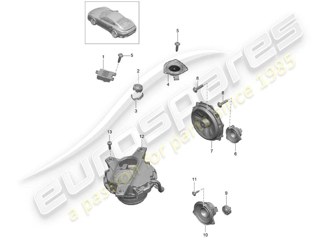 porsche 2016 (991-1 turbo) loudspeaker part diagram