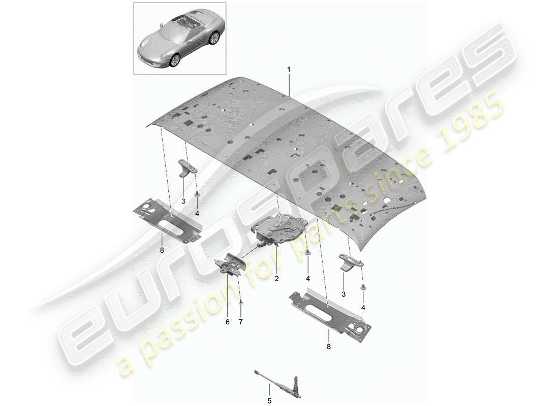 porsche 2013 (991-1) top frame part diagram