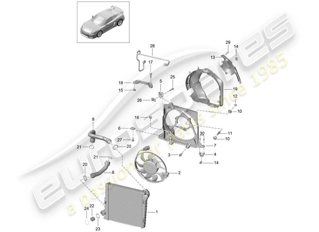 porsche 2016 (981 cayman gt4) water cooling 2 part diagram