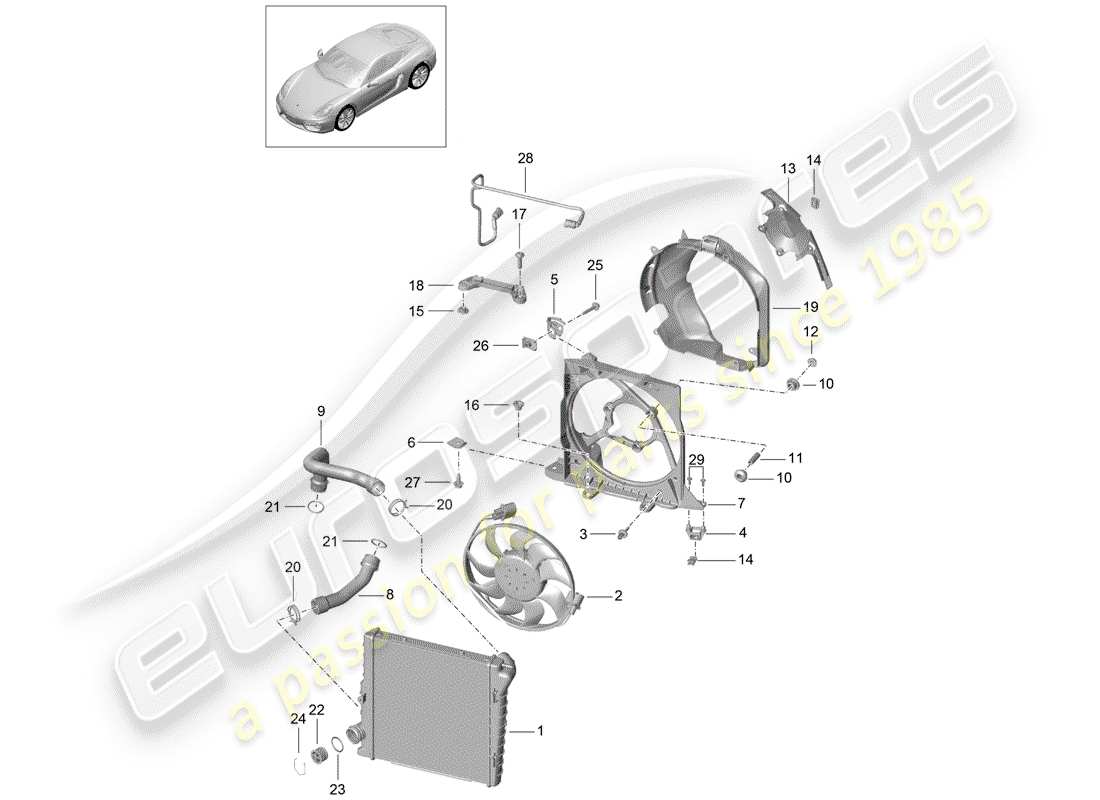 porsche 2014 (981 cayman) water cooling 2 part diagram