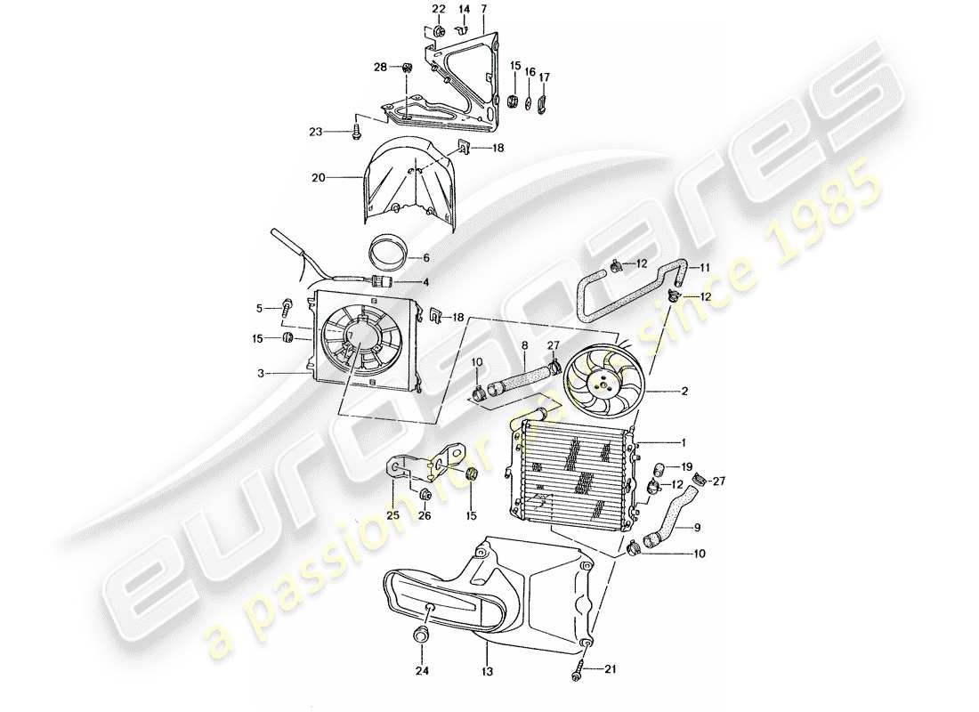 porsche 2003 (986 boxster) water cooling part diagram