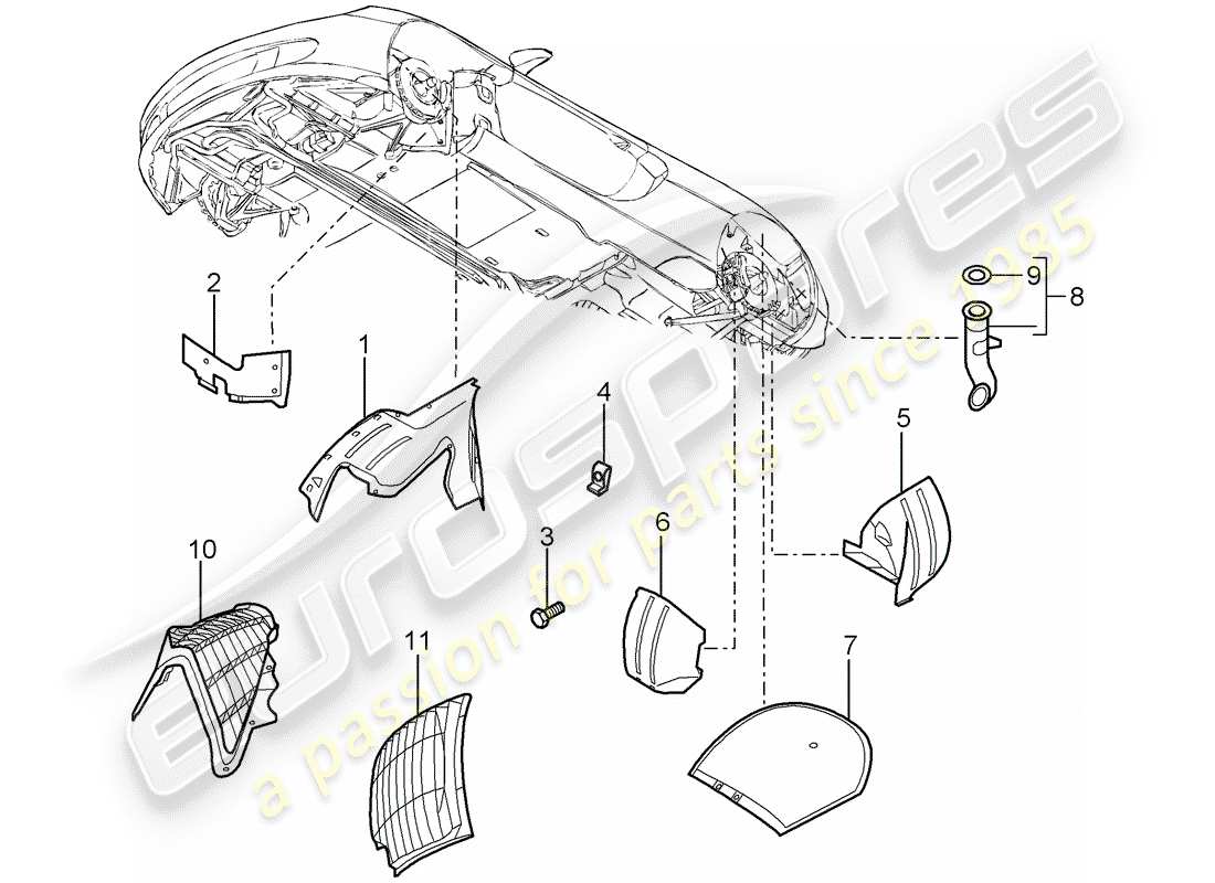 porsche 2006 (carrera gt) wheelhouse protector parts diagram