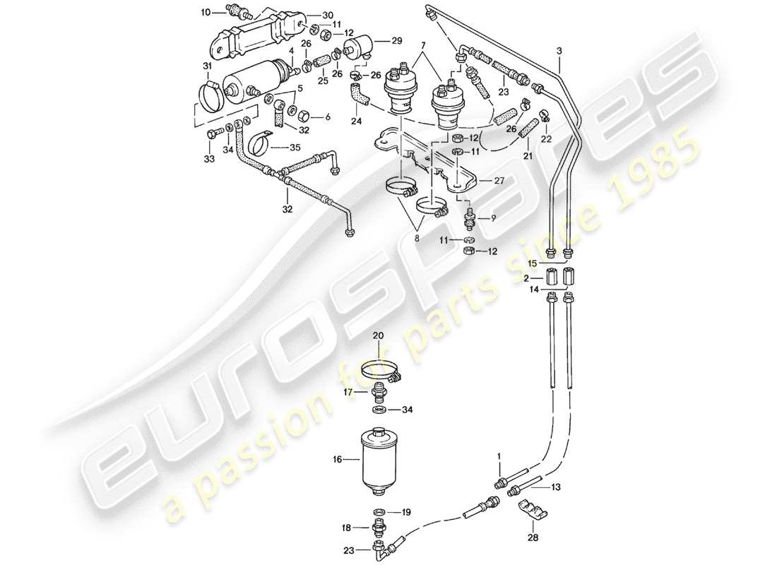porsche 1977 (924) fuel system - f 92-46104 800>> - f >> 92-48199 999 part diagram