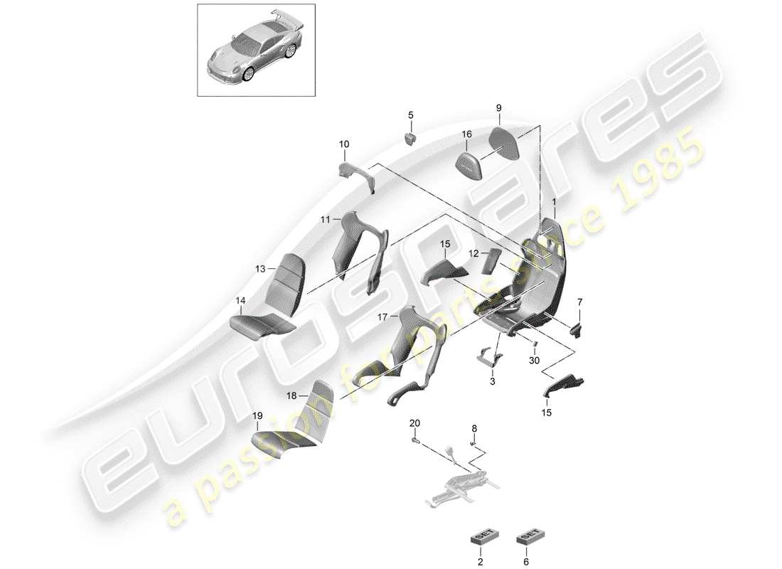 porsche 2016 (991-1 turbo) seat part diagram