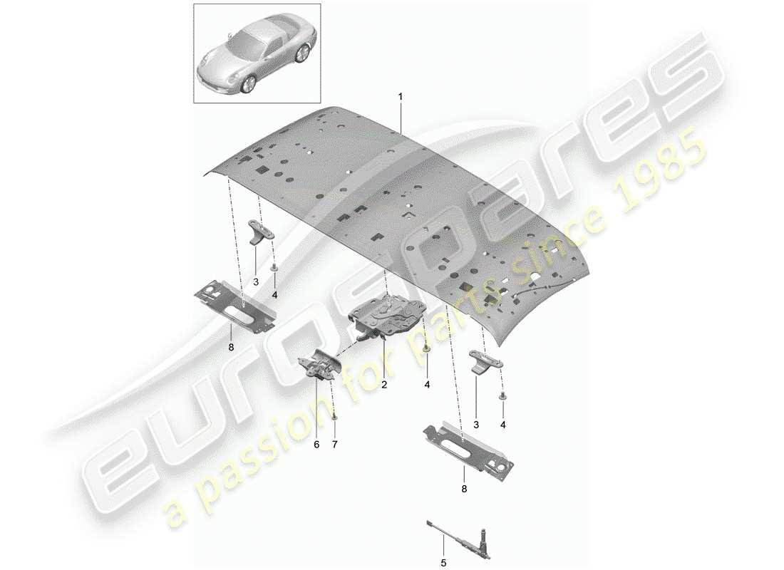porsche 2013 (991-1) top frame part diagram