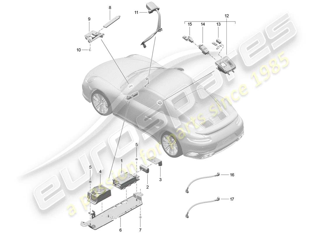 porsche 2016 (991-1 turbo) for vehicles with telephone part diagram