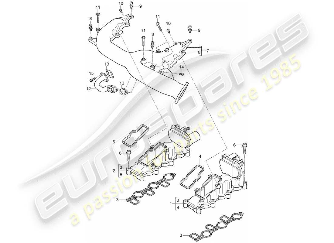 porsche 2008 (cayenne e1 9pa) intake manifold part diagram