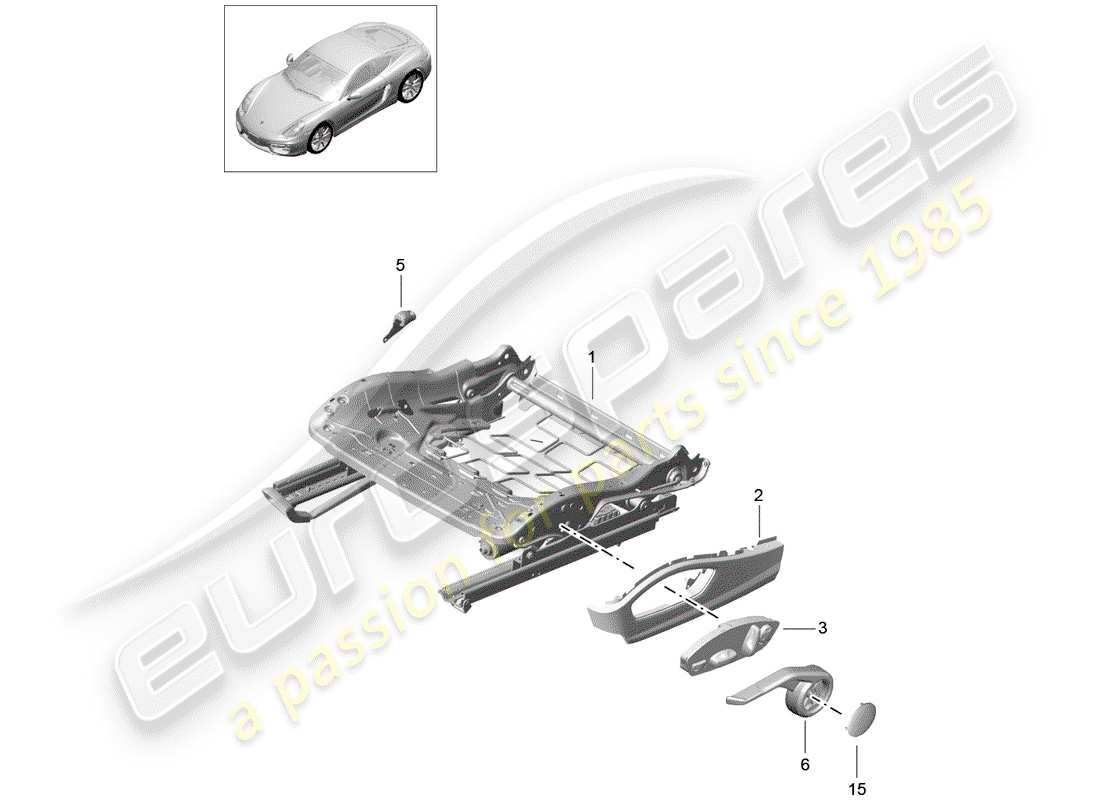 porsche cayman 981 (2014) seat frame parts diagram