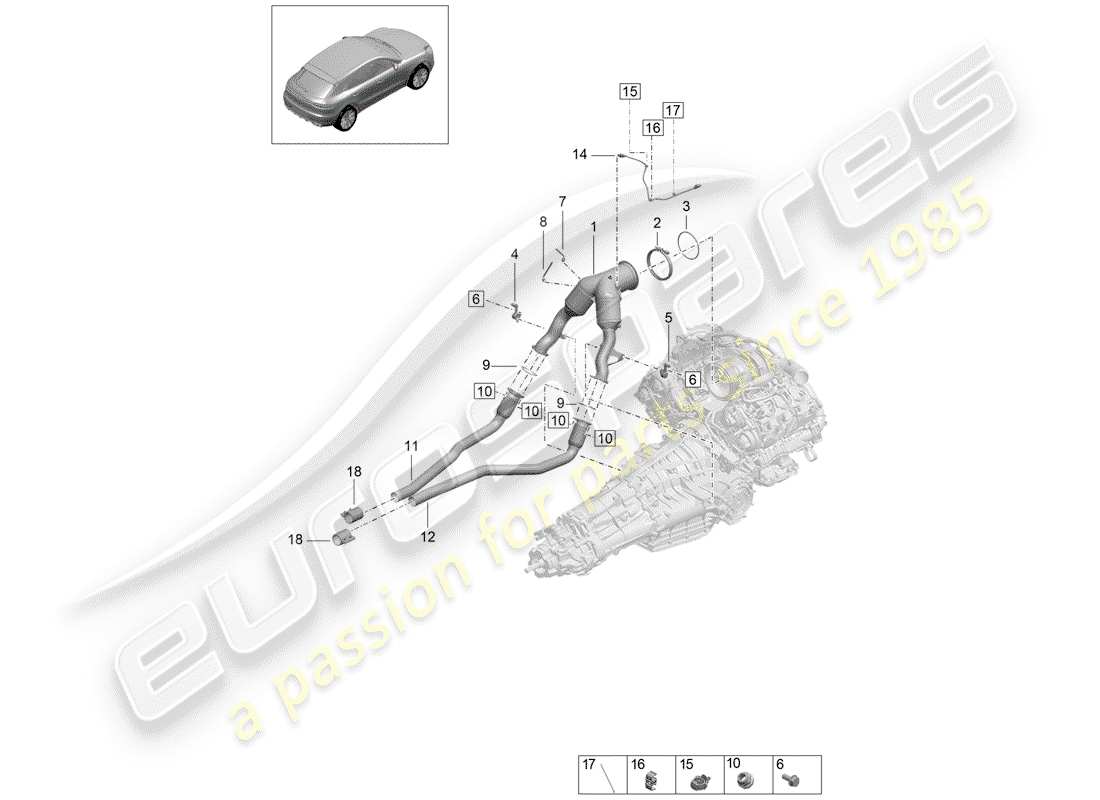 porsche 2019 (macan) catalyst part diagram