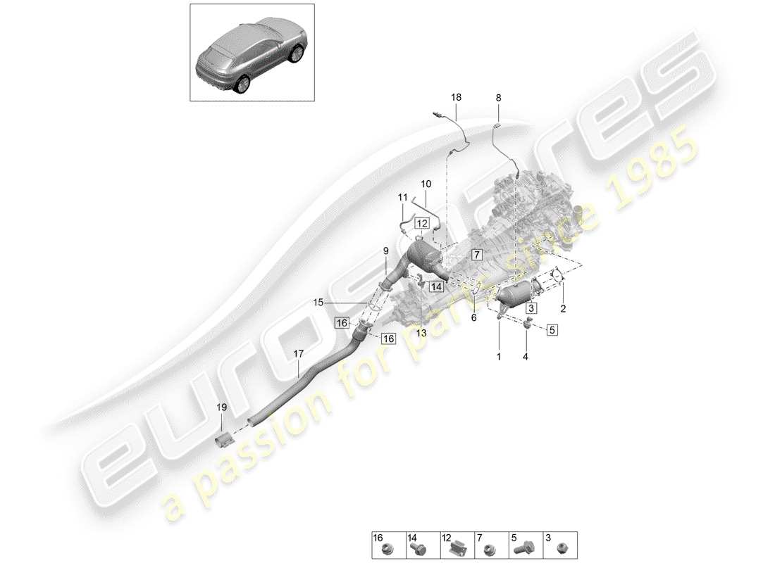 porsche 2019 (macan) catalyst part diagram