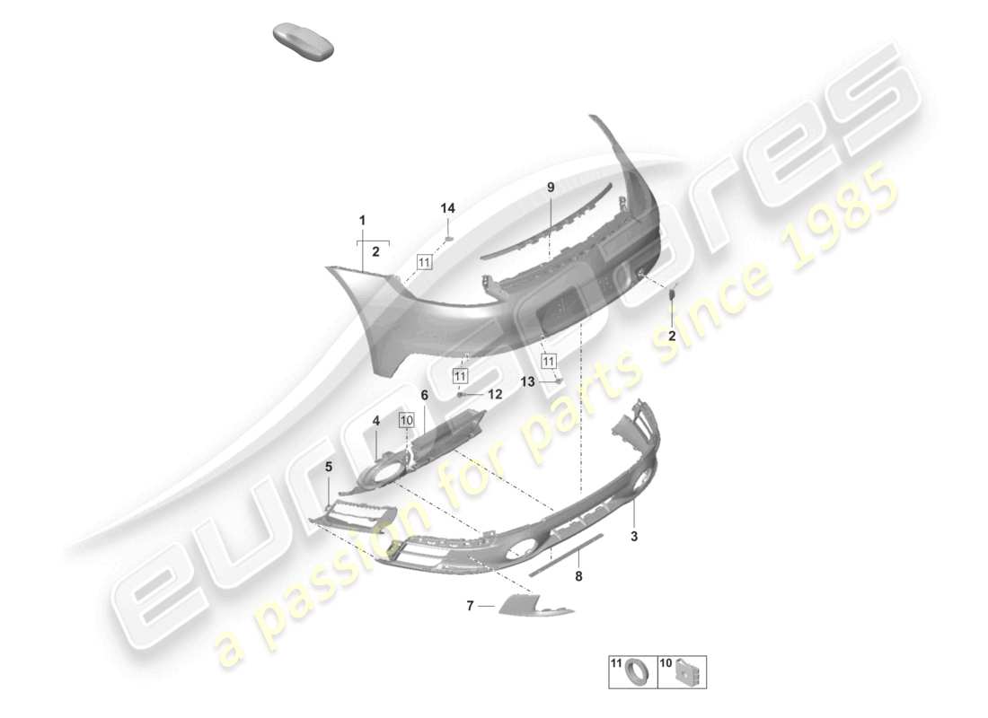 porsche 2019 (992-1) bumper rear gts sport exhaust system with: accessories part diagram