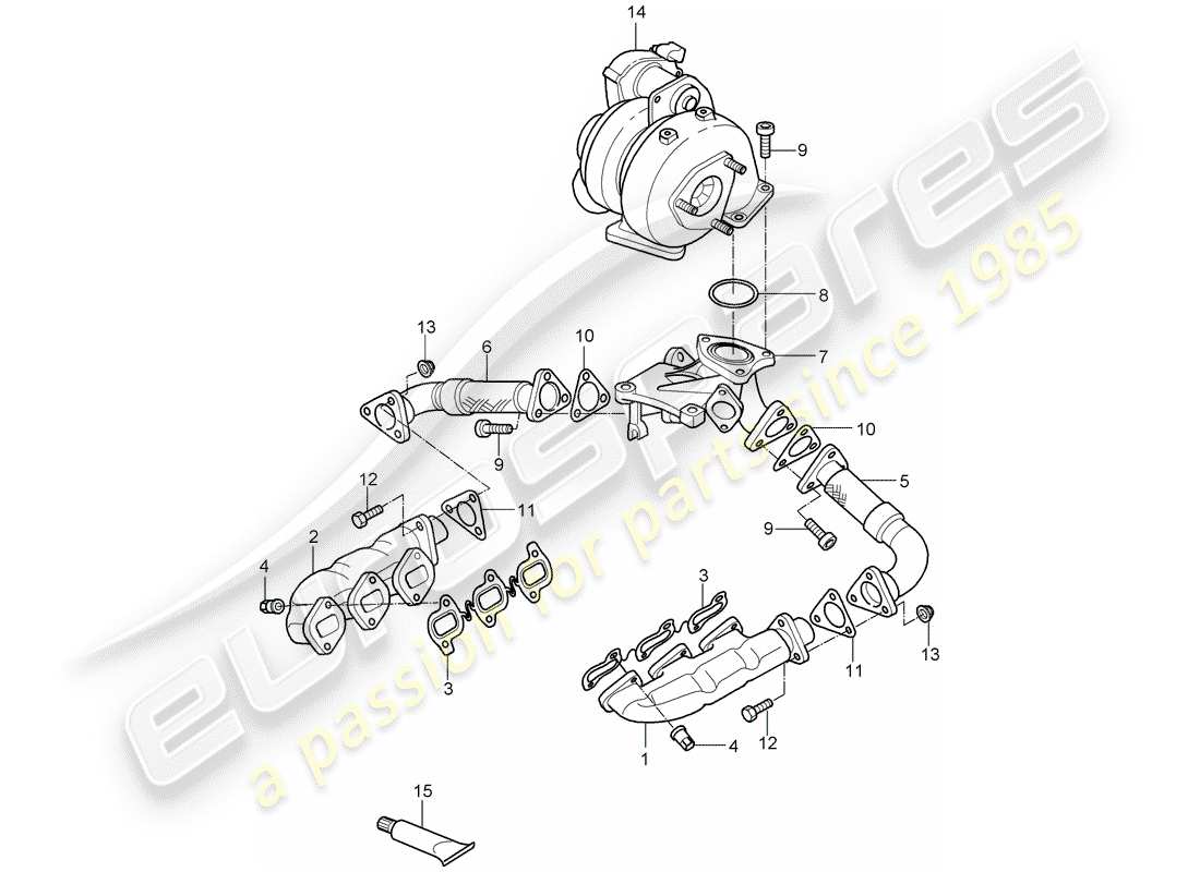 porsche 2010 (cayenne e1 9pa) exhaust system part diagram