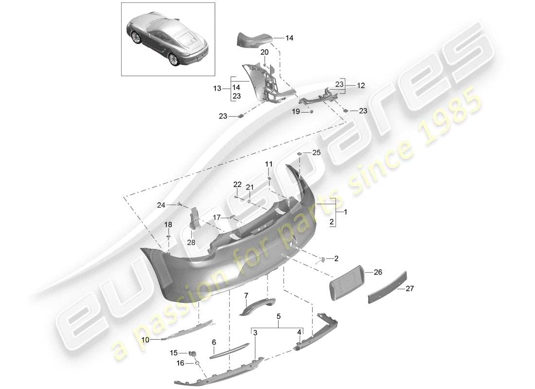 porsche 2015 (981 cayman) bumper part diagram