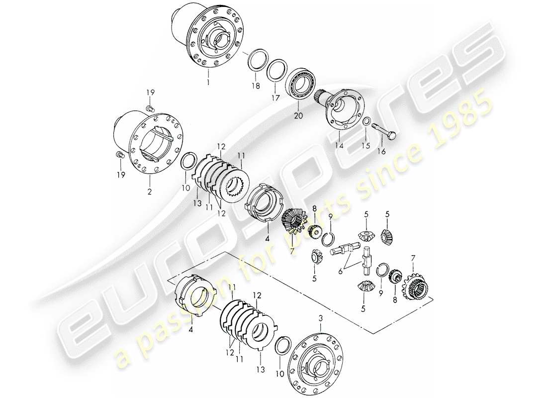 porsche 1971 (911) limited slip differential part diagram