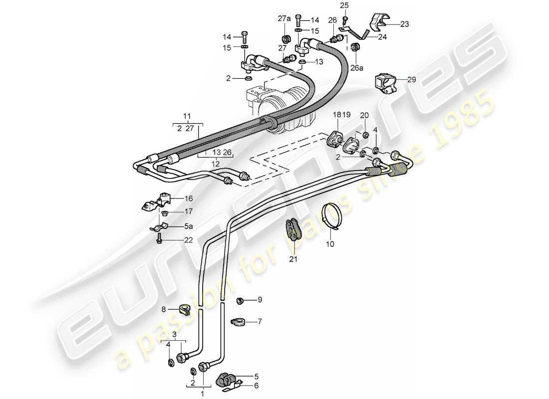 porsche 1997 (993) refrigerant circuit part diagram