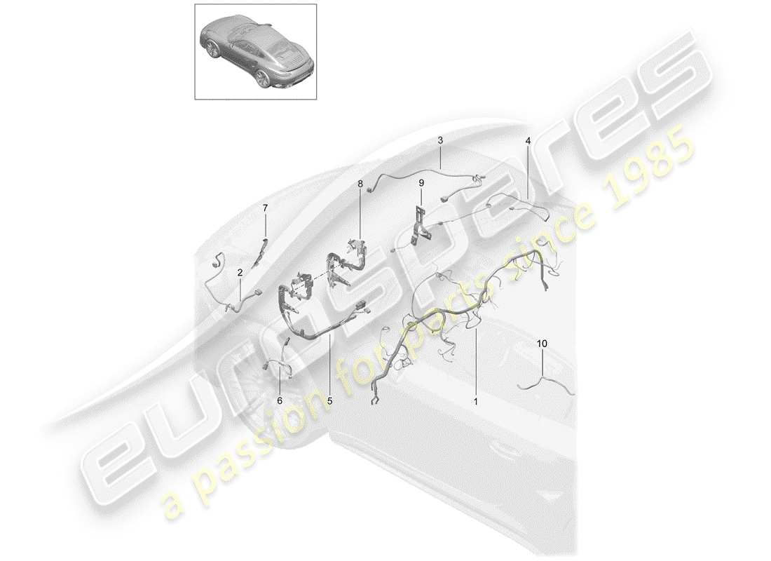 porsche 991 turbo (2016) harness part diagram