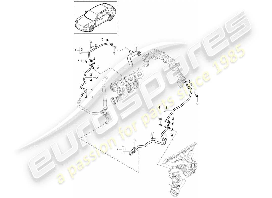 porsche 2010 (panamera 970) water tube part diagram