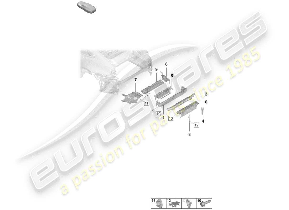 porsche 2019 (992-1) bumper bracket part diagram