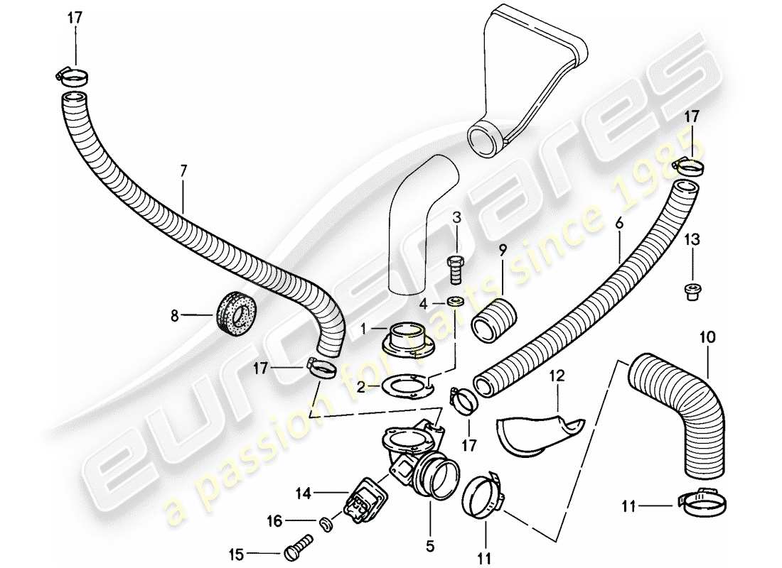 porsche 1986 (911) cooling air duct part diagram