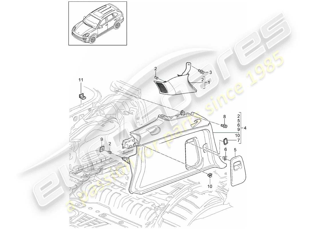 porsche 2017 (cayenne e2 92a) lining part diagram